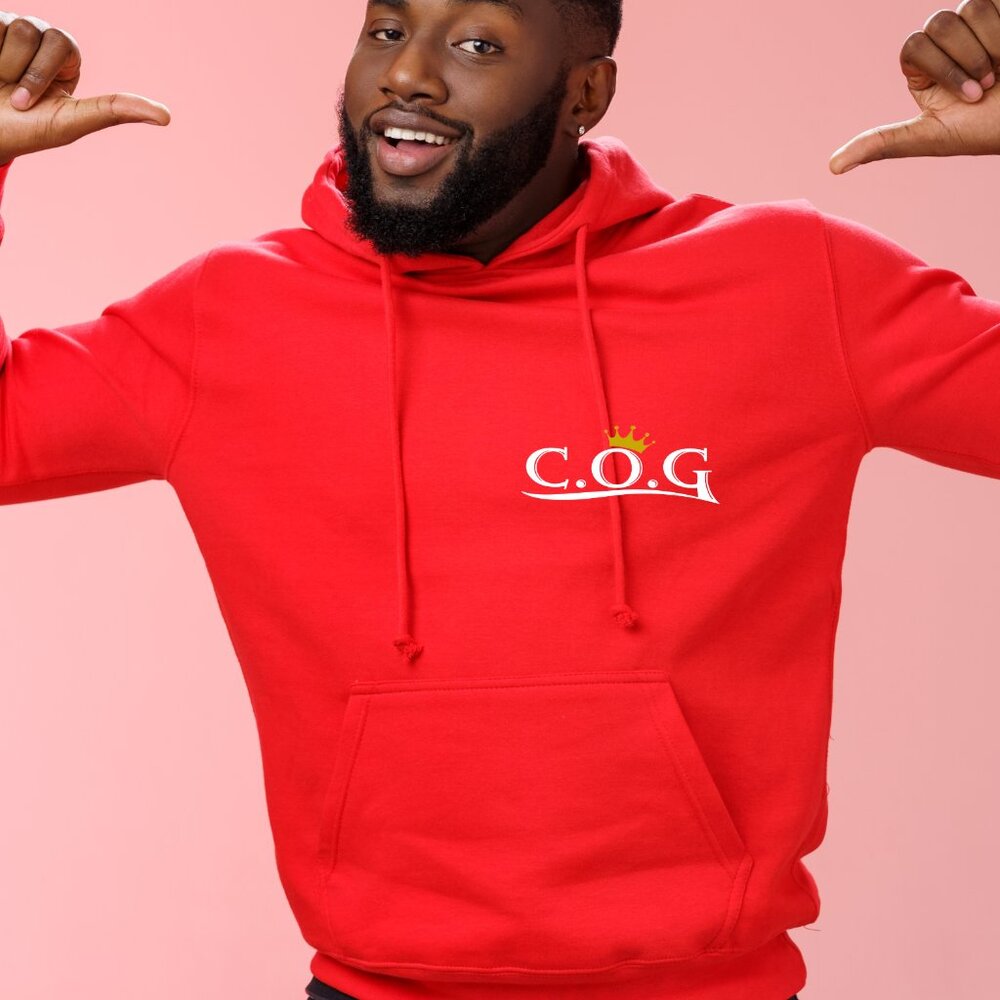 Men's Org. Child of God (COG) LC Red Hoodie w/White Letters